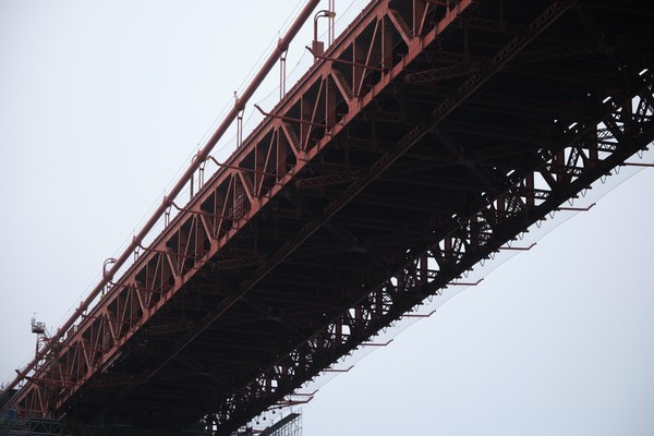 Underbelly of the Golden Gate bridge